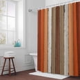 thumbnail image 6 of Brown Orange Striped Shower Curtain for Bathroom Decor, Modern Vintage Wood Texture Rectangle Waterproof Fabric Shower Curtain, 54"x78" Set with 12 Hooks, 6 of 9