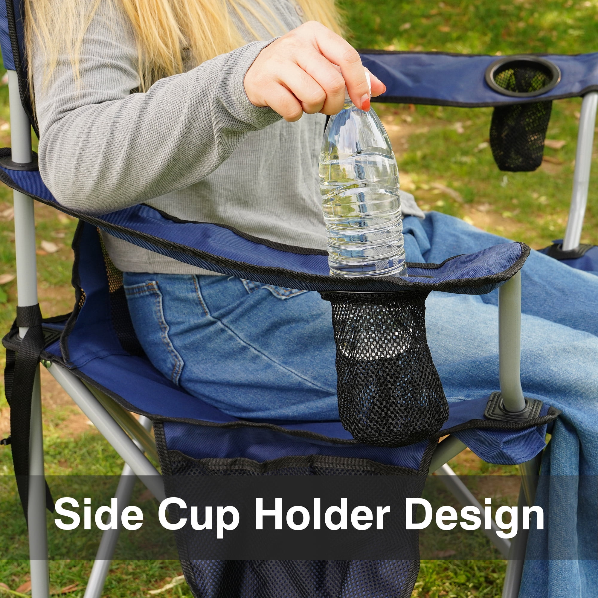BalanceFrom Folding Camp Chair，Portable Outdoor Chair，with Cup Holder & Carrying Bag，for Camping, Beach, Fishing, and Sports Events