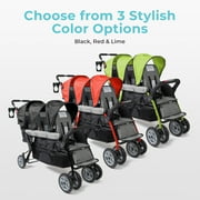 Foundations Compass Trio Triple Stroller, 3-Seat Tandem with UV Canopies and Reclining Seats, Black