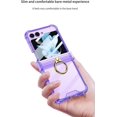 thumbnail image 2 of Built-in Screen Protector Case for Samsung Galaxy Z Flip 5 5G,with Ring Kickstand Holder Shockproof 4 Corners Airbag Transparent Slim Flip5 Cover (Purple), 2 of 12
