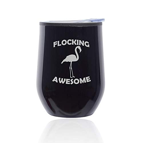 Stemless Wine Tumbler Coffee Travel Mug Glass Flocking Awesome Flamingo Funny 