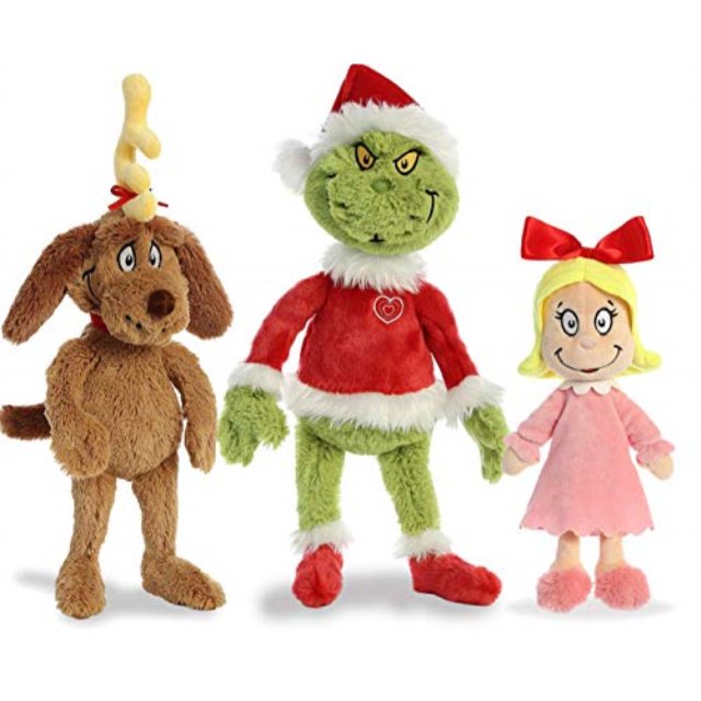 Aurora World Dr. Seuss Cindy Lou Who 12", Grinch Santa 19", & His Dog