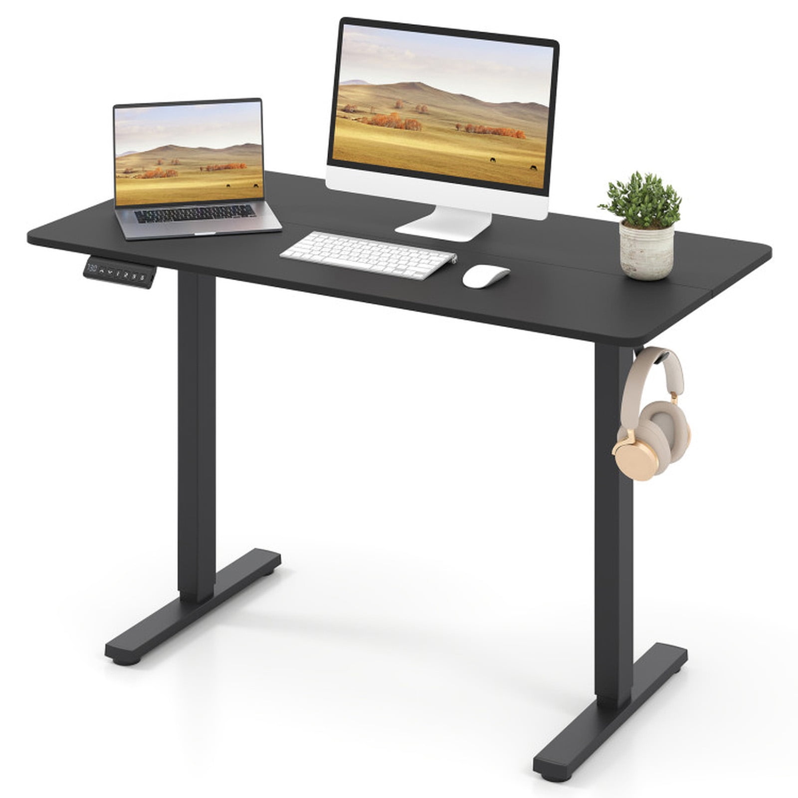 Furnibear 48 Inch Ergonomic Electric Standing Desk with 3 Memory Settings, Anti-Collision, Child Lock and Digital Display Black