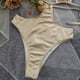 thumbnail image 5 of Bikini de una pieza de tela bronceadora dorada con tiras sexy para mujer con almohadilla en el pecho y sin soporte de acero Fridja nalpqowj61785, 5 of 9