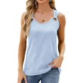 thumbnail image 4 of YADMISU Camiseta sin mangas con cuello en U ondulado para mujer, anillos de metal, verano, hombros descubiertos, sin mangas, para salir, 4 of 5