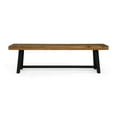 thumbnail image 3 of Christopher Knight Home Toby Outdoor Acacia Wood Bench, Sandblast Teak Finish and Black, 3 of 4