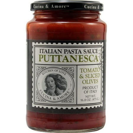 (2 Pack) Cucina & Amore Italian Pasta Sauce, Puttanesca, Tomato & Sliced Olives, 16.8