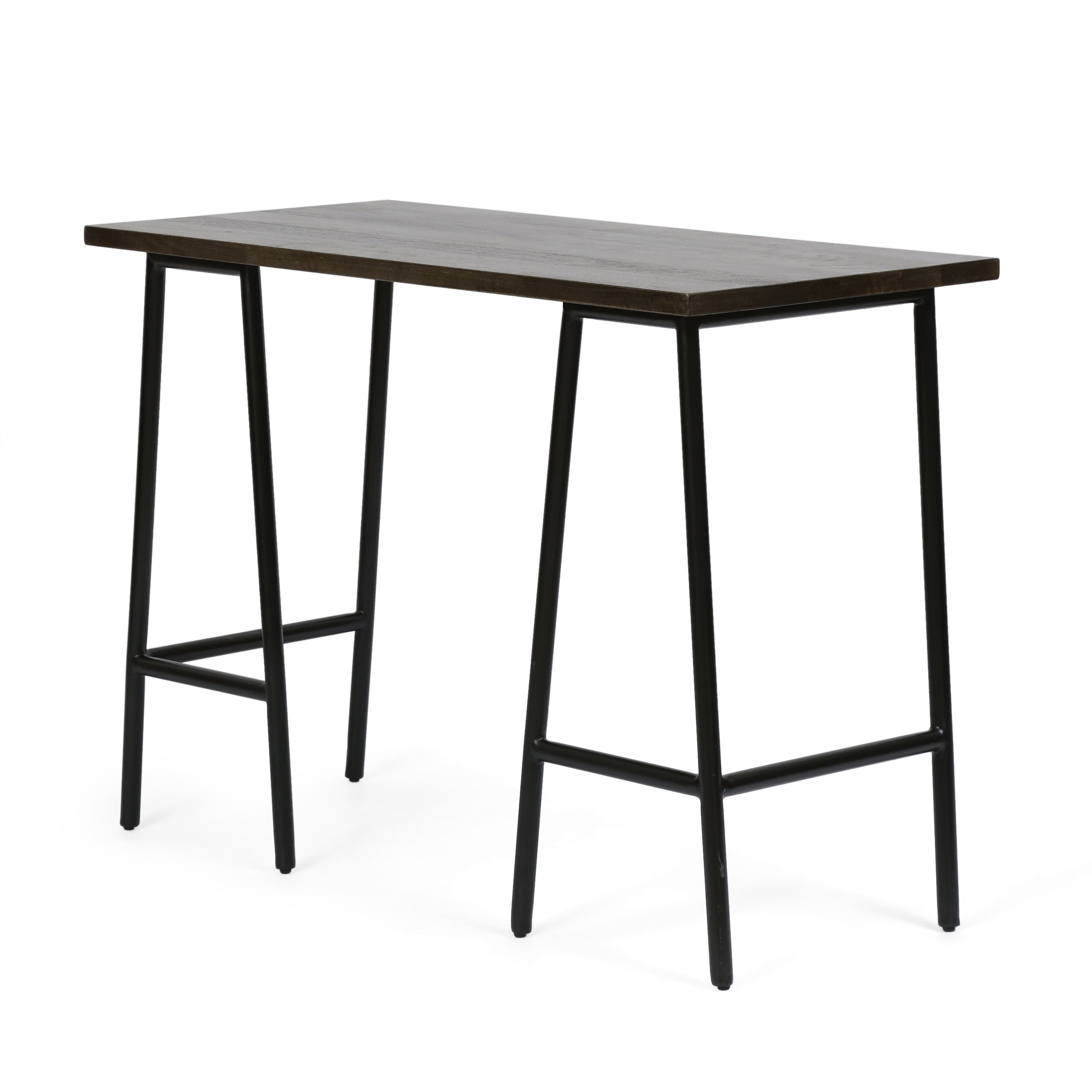 Noble House Medway Modern Industrial Handmade Mango Wood Console Table, Brown and Matte Black