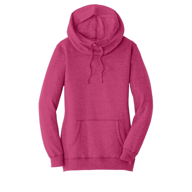 District Women s Lightweight Fleece Hoodie Dm493 Heathered Pink Azalea 3XL
