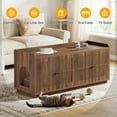 thumbnail image 5 of Tribesigns 55.1-Inch Cat Litter Box Enclosure, Extra Large Hidden Litter Box Furniture with 2 Cabinets and Side Entrance for Living Room, Rustic Brown, 5 of 6