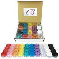Beauticom 40 Pieces High Quality 3 Gram 3 ml (0.1 oz) Plastic Round Cosmetic Beauty Makeup Sample Jars with Mixed Colored Lids