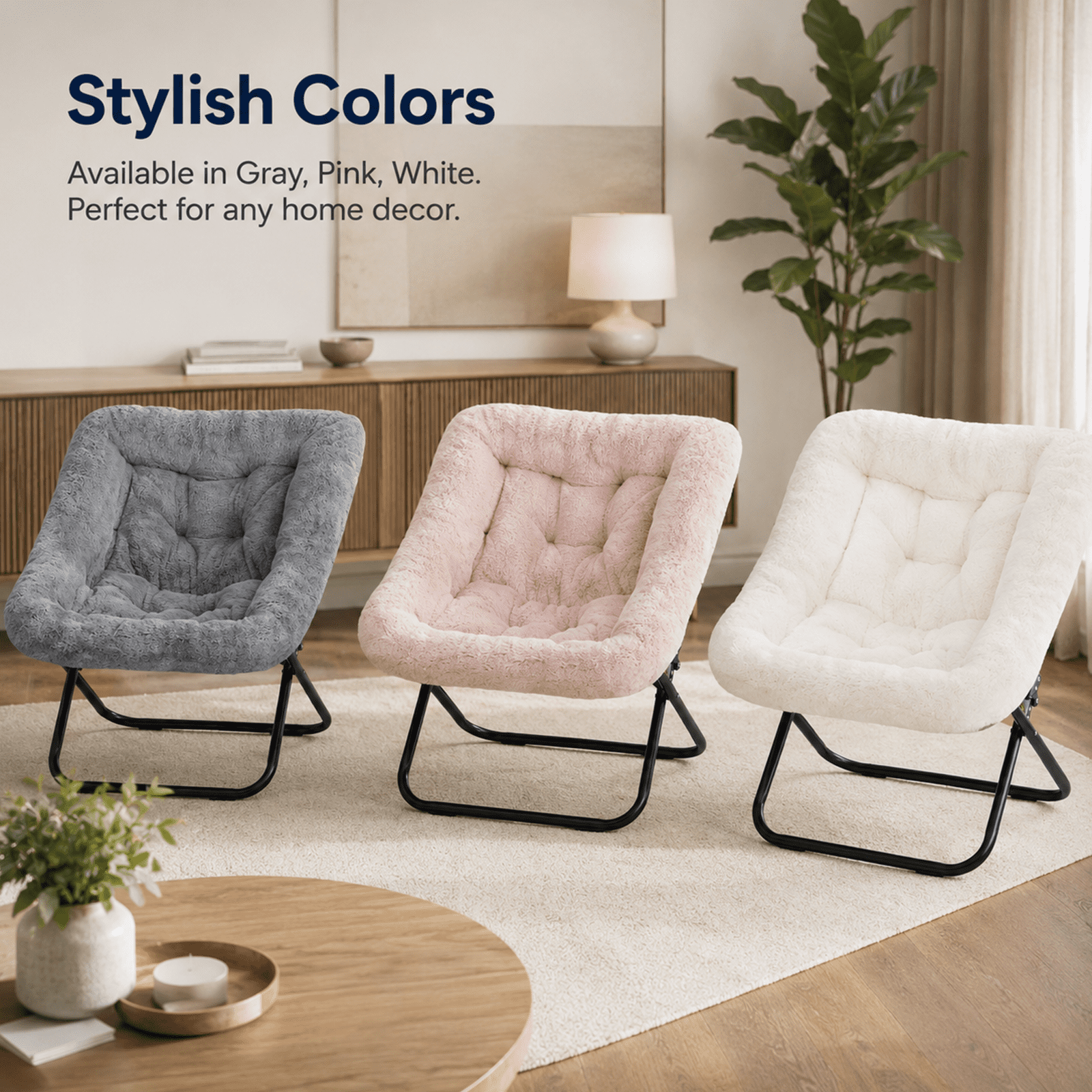 Alvantor Comfy Chair for Adults, Soft Faux Fur Folding Lounge, Flexible Reading Chair for Teens, Large Size Foldable Chair for Living Room Dorm Rooms