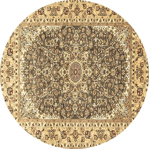 Ahgly Company Indoor Round Medallion Brown Traditional Area Rugs, 6' Round