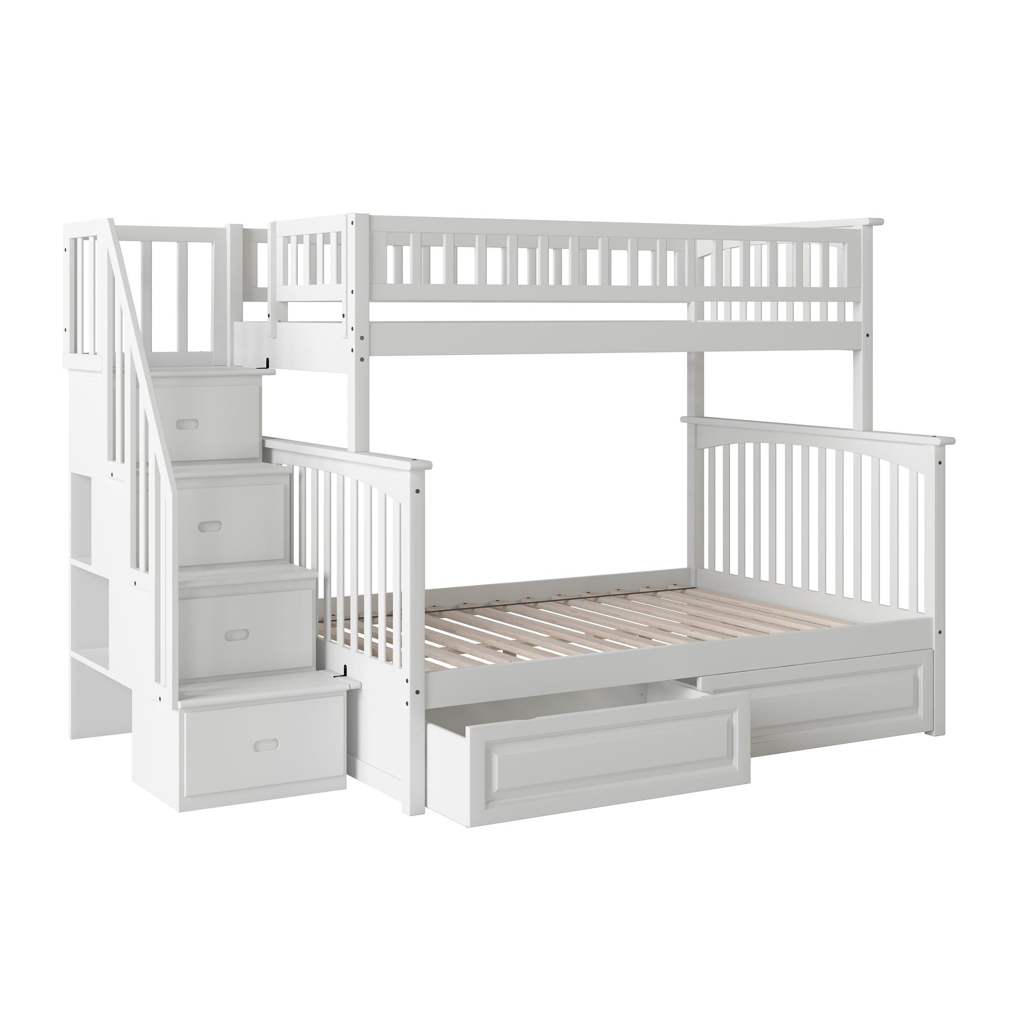 Columbia Staircase Bunk Bed Twin Over Full With 2 Raised Panel Bed