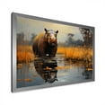 thumbnail image 2 of Designart "The Savanna King Hippo IV" Animals Framed Wall Art Decor - Modern Black Hippopotamus Entryway Framed Wall Art Print, 2 of 6