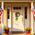 thumbnail image 4 of Patriotic Wreath for Front Door Red White Blue, Round Polyester Artificial Flower Decoration for 4th of July Memorial Day American Flag Summer, Farmhouse Porch Wall Decor, 4 of 7