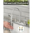 thumbnail image 6 of Kitchen Faucet with Sprayer 2 Handle Kitchen Sink Faucets 8 Inch Centerset 3 Hole with Supply Lines Brushed Nickel, 6 of 9