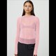 thumbnail image 4 of Camisetas de Larga Transparentes para Mujer, de Transparente, Ajustadas, con Ribete Festoneado, Blusas y Conjuntos Superiores Rosa S, 4 of 9
