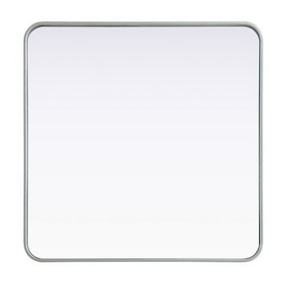 Elegant Decor Contour Metal Square Mirror 30x30 in Silver
