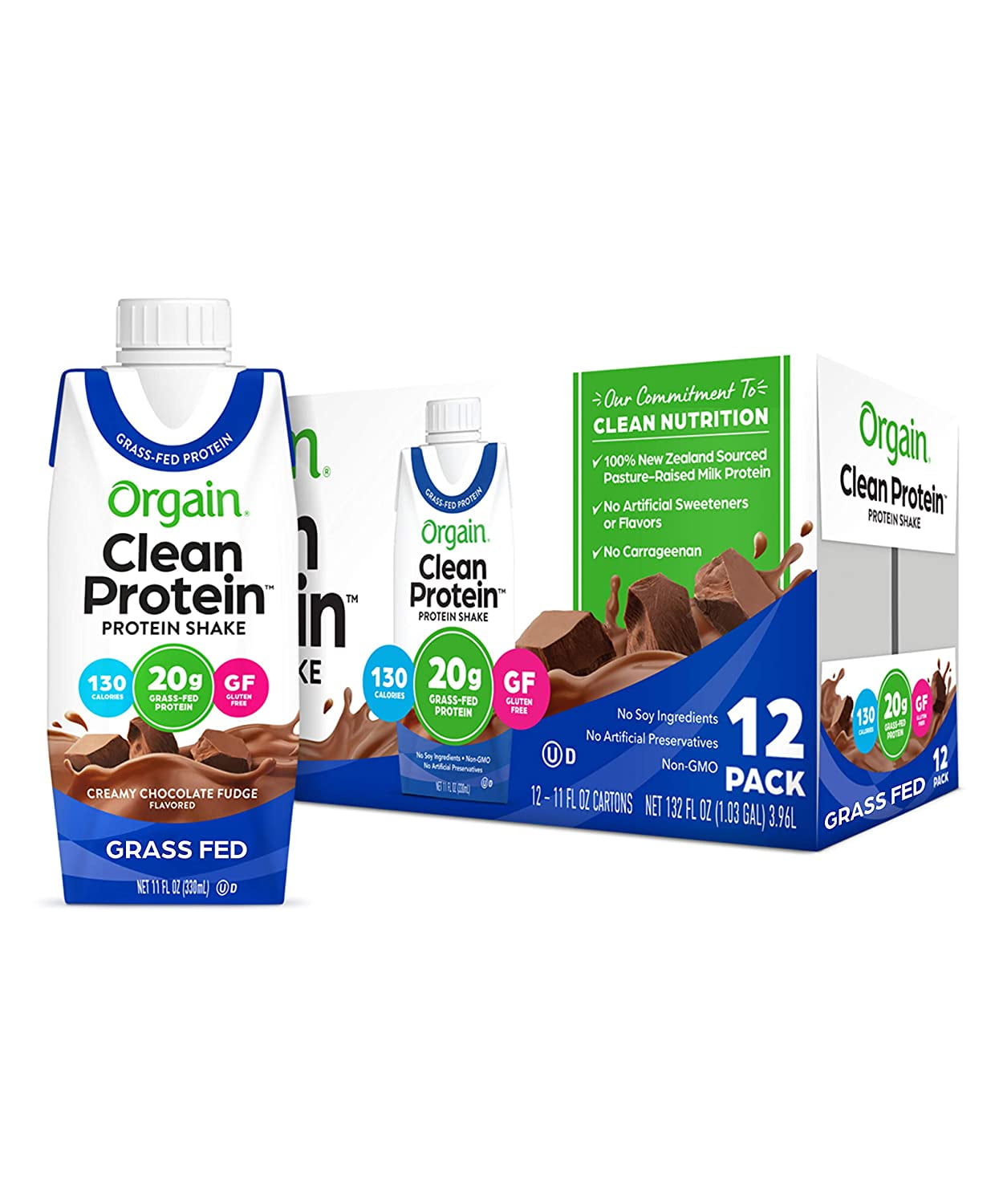 Orgain Grass Fed Clean Protein Shake, Creamy Chocolate Fudge Meal