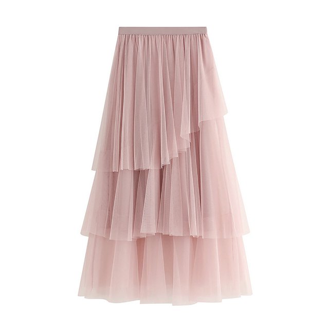 Birdeem Womens Solid Color Irregular Mesh Skirt Ball Cake Skirt Half-Length Skirt