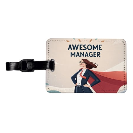 Awesome Manager Woman Female Inspirational Faux Leather Travel Luggage Tag Awesome Manager Woman Female Inspirational Faux Leather Travel Luggage Tag