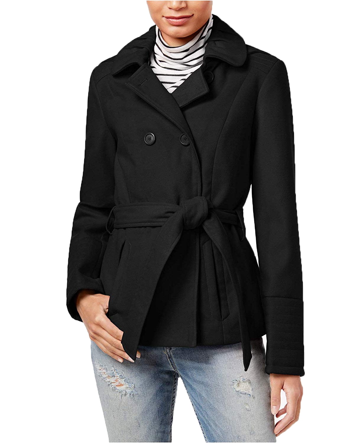 Celebrity Pink Celebrity Pink Juniors' Hooded Peacoat Belted Coat