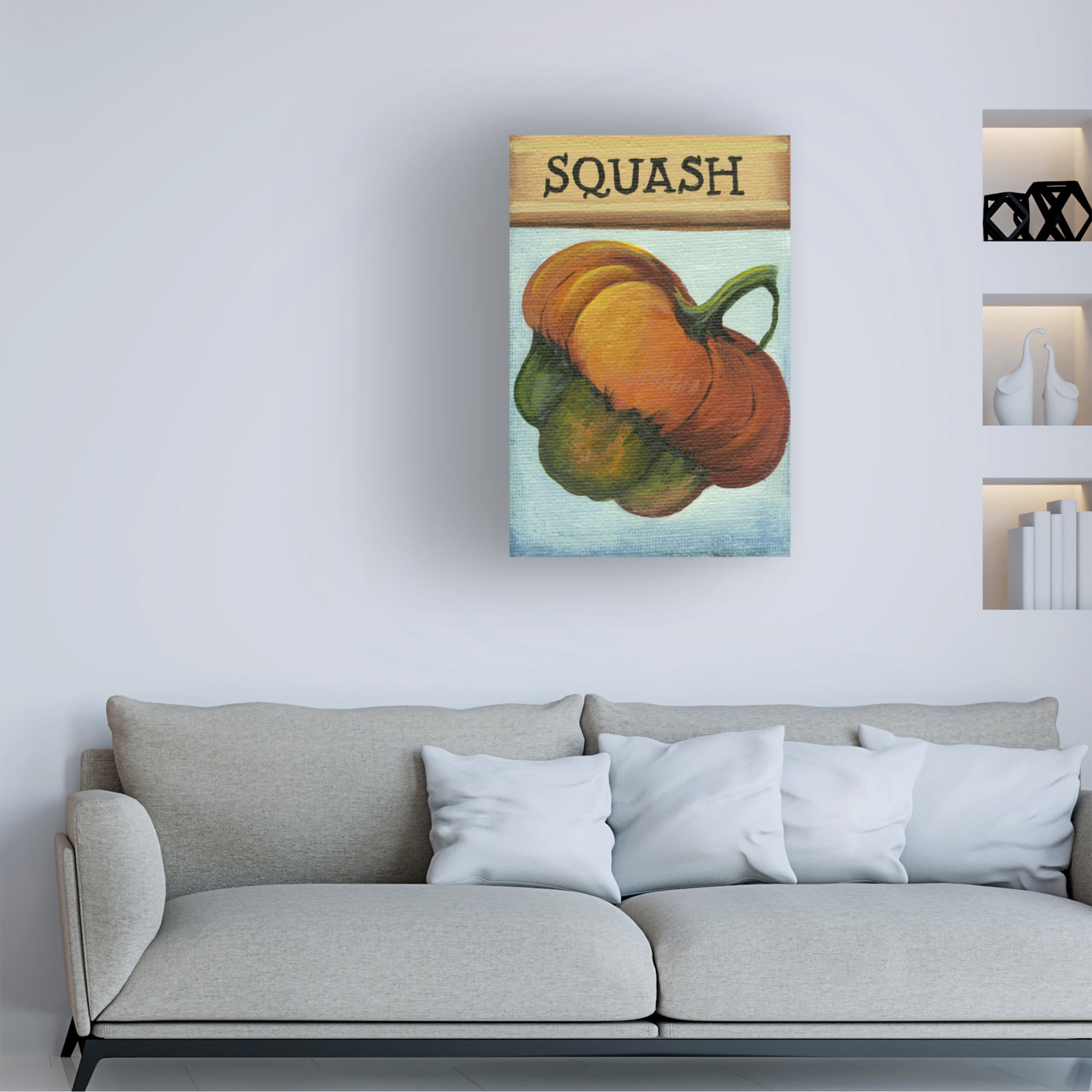 Canvas Wall Art - Debbi Wetzel 'Seed Packets 28 - Squash' Wall Art for Living Room, Bedroom, or Office Décor by Trademark Fine Art - 30 x 47 Inches