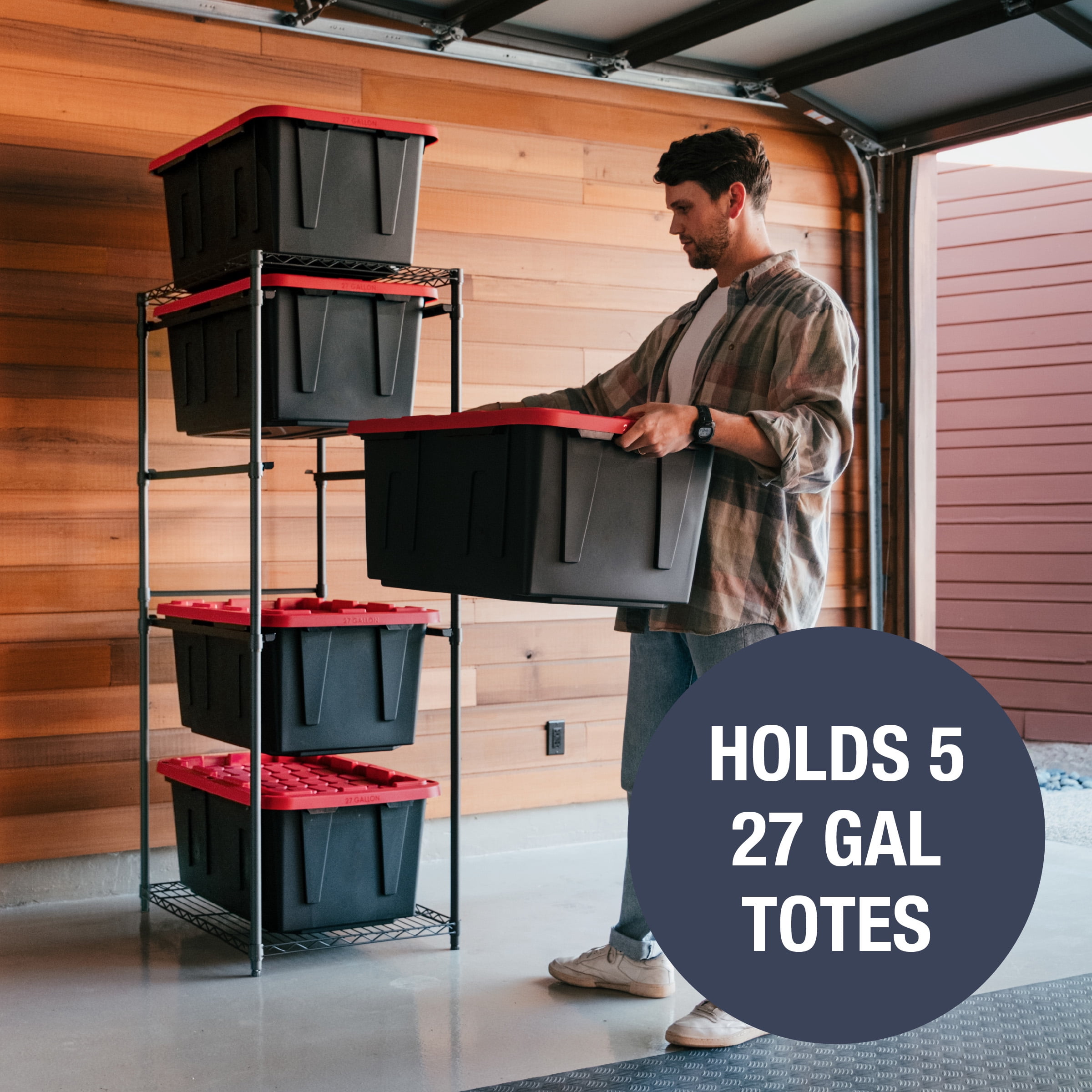 Hyper Tough 27G Totes 4pk & Clevermade Rack