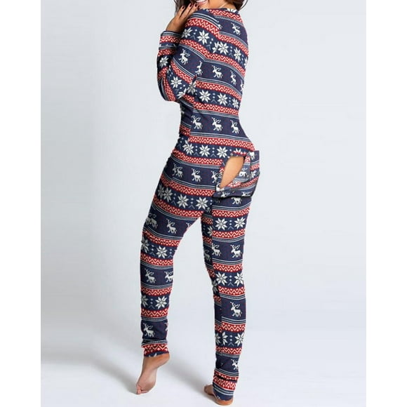 BJYX Pyjama de Noël Fonctionnel Boutonné pour Adultes