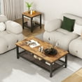thumbnail image 6 of MIERES Living Room Coffee Table Set, Coffee Table and Side Table Combination, Metal Frame Coffee Table Set, Suitable for Living Rooms, Apartments, Offices, Vintage Brown, 6 of 8