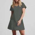 thumbnail image 5 of Erwazi Women's Casual Summer Dress Short Sleeve T Shirt Dress Swing Flowy Beach Mini Dresses with Pockets, 5 of 7