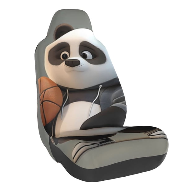 Balery Cartoon Pandas Basketball Funda de Asiento para Auto con Diseño - Cubierta Frontal Suave y Transpirable con Protector Antideslizante- 1 Unidad