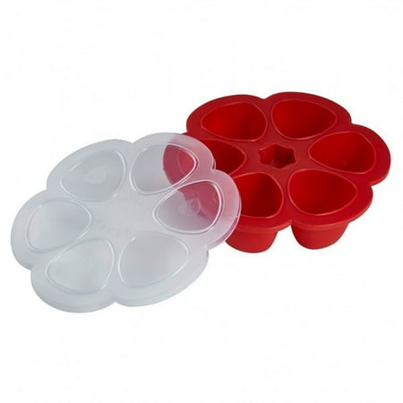 Baby Snack Tray - BEABA Multiportions Silicone Baby Food Freezer Tray, 3 oz, Cherry