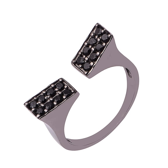 Stackable Round Black Spinel Gemstone 925 Sterling Silver Women Valentines Day Gifts Ring US-6