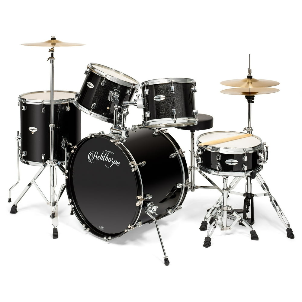 Ashthorpe 5Piece Full Size Adult Drum Set with Remo Heads & Premium