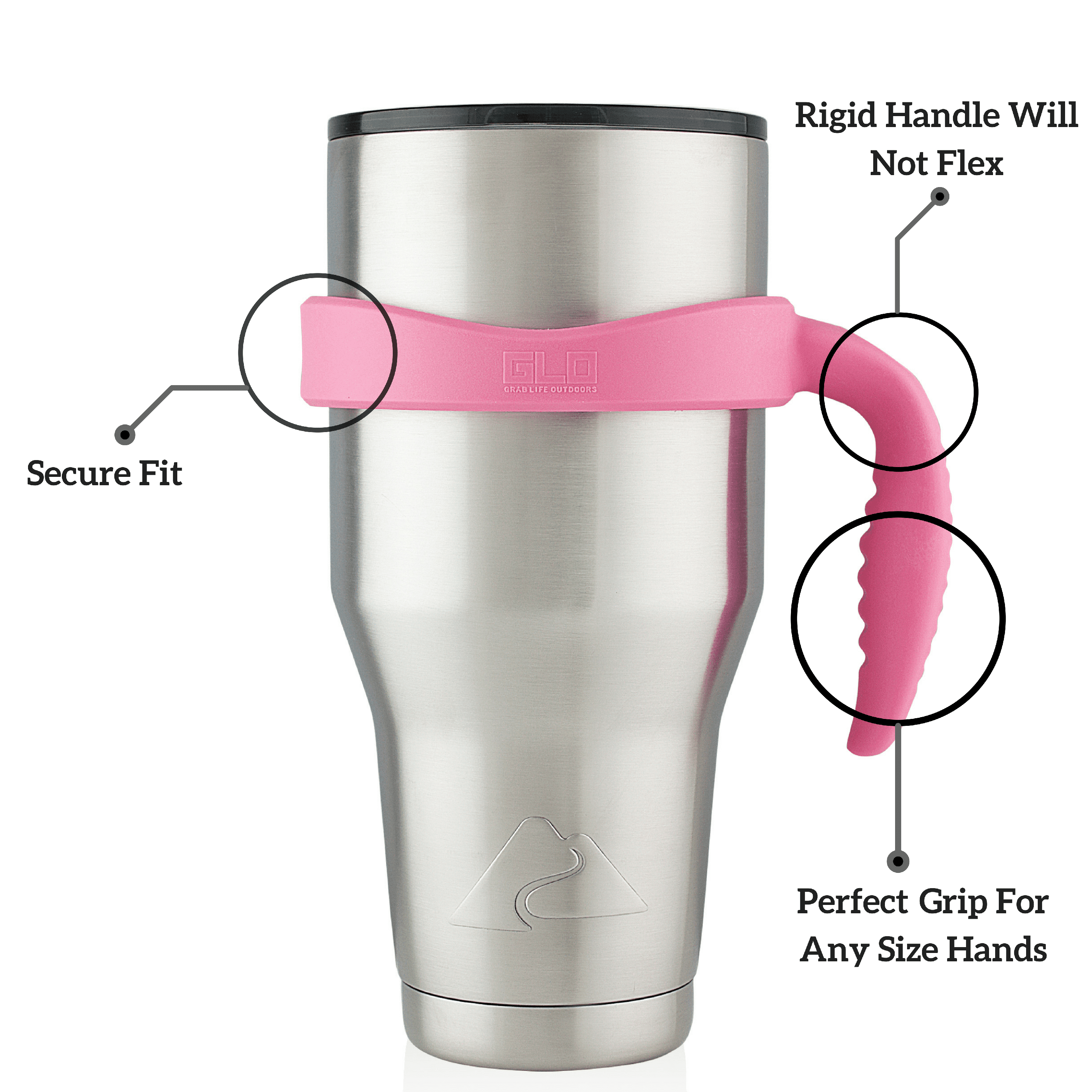 Grab Life Outdoors 20 oz Tumbler Handle - Perfectly Fits Yeti Rambler, Ozark Trail & Many More - Handle Only (Black)