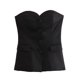 thumbnail image 1 of TRAFZA, traje de pantalón liso elegante para mujer, camisetas sin tirantes sexis con botón frontal + pantalón con abertura lateral, conjuntos de ropa de calle de moda femenina, 1 of 5