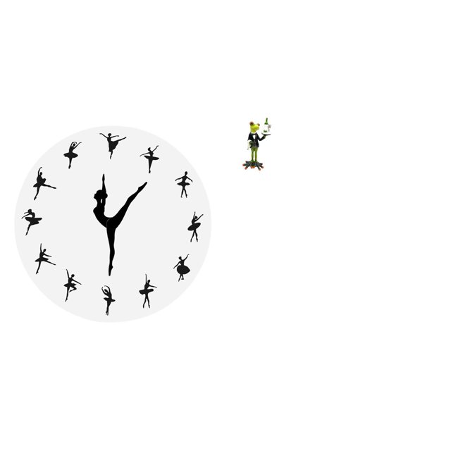 Reloj de pared,Reloj de pared con bailarina,reloj decorativo colgante.,Relojes de pared silenciosos Reloj decorativo de tiempo silencioso,Figura de escritorio,Estatua de rana