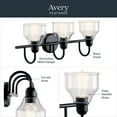 thumbnail image 3 of 45973BK Kichler Lighting Avery - 3 Light Bath Vanity Approved for Damp Locations - with Vintage Industrial inspirations - 9.25 inches tall by 24, 3 of 9