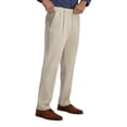 thumbnail image 2 of Men's Haggar Iron Free Premium Khaki Classic-Fit Pleat Front Hidden Comfort Waistband Casual Pant Sand, 2 of 6