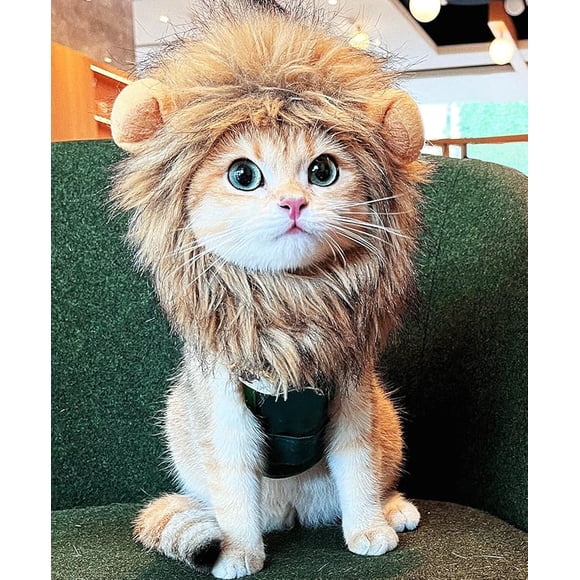 Cojín de Cabeza de León para Gatos Sombrero para Mascotas Adorno de Tocado Divertido