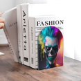 thumbnail image 6 of Naloa Modern Abstract Colorful Skull A 2 Pcs Bookend Large Capacity Office Book Ends for Home Office Library School Study Decoration, 6 of 8