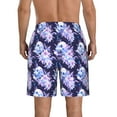 thumbnail image 3 of Kdxio blue starry sky Skull flower Pattern Mens Casual Shorts - Drawstring Summer Beach Sports Shorts for Men, 3 of 5