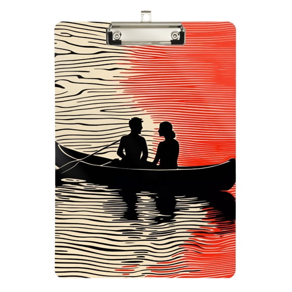 FORMRS Acrylic Clipboard with Low Profile Clip Standard A4 Letter Size, 12.5" x 9", Illusionary Boat