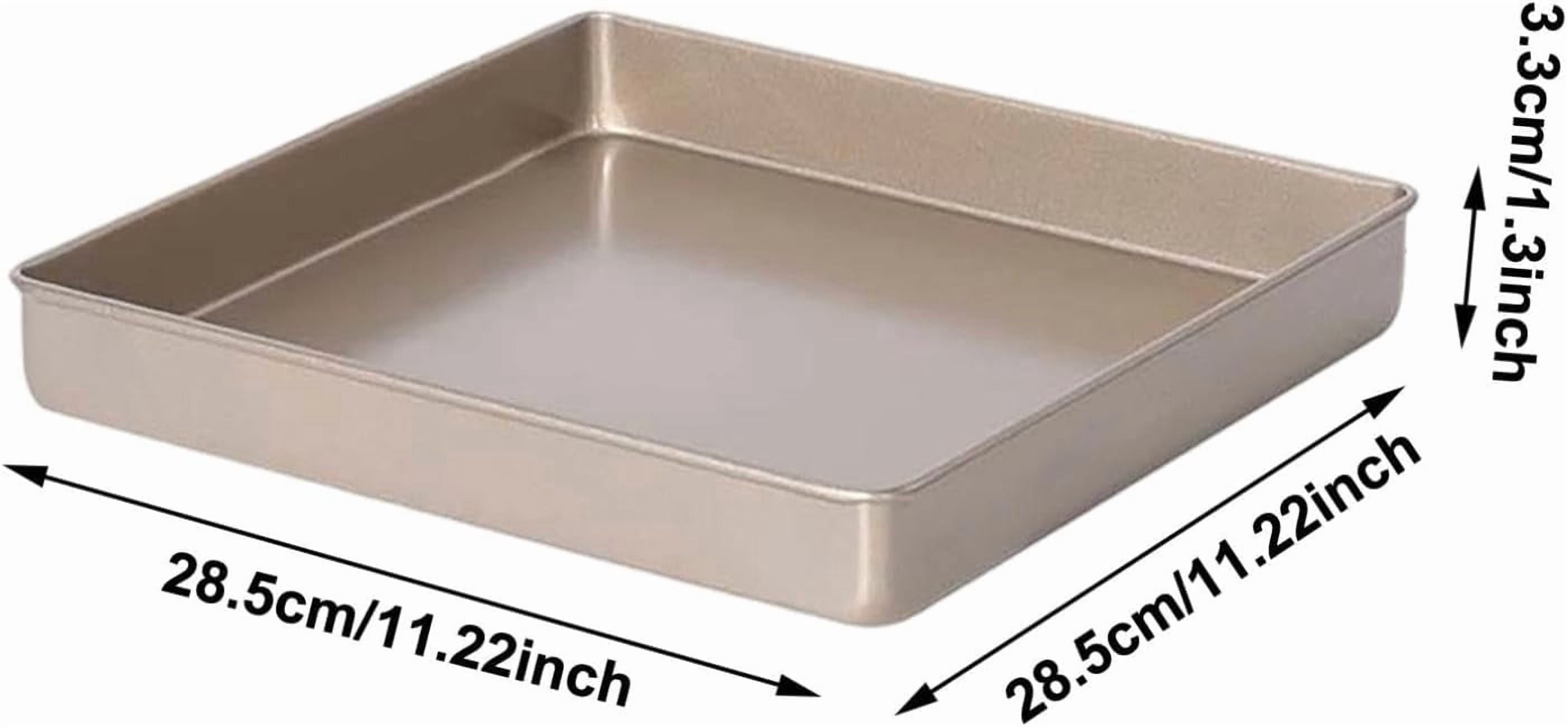 11 Inch Square Cake Pan, 1.3 Inch Deep Baking Pan Nonstick Cookie Sheet Brownie Cake Pa Toaster Oven Pans Bakeware, Easy Clean