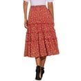 thumbnail image 4 of INSPIRE CHIC Women's Floral Skirt Elastic High Waist Ankle Length Chiffon A-Line Skirt XS Red Flower, 4 of 7