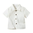 thumbnail image 3 of Boys Casual Short Sleeve Button Down Shirt Fashion Textured Summer Beach Shirt For Kids,Little Boys Size 5-6T,White, 3 of 7