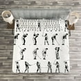 thumbnail image 3 of Ambesonne Golf Quilted Bedspread Set 3 Pcs, Golf Swing Hobby Play, Queen Size, Black White, 3 of 3