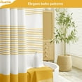 thumbnail image 4 of Boho Sage Green Shower Curtain for Bathroom Stripe Tassel Shower Curtain 72 X 72 Inches Farmhouse Cotton, 4 of 8